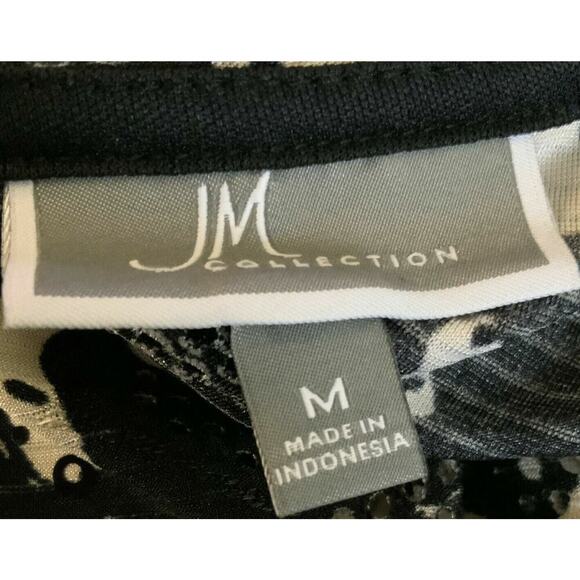 JM Collection Shirt Womens Size Medium See Through Knit Stretch 3/4 Sleeve Top - Picture 4 of 5